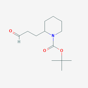 molecular formula C13H23NO3 B8533475 Tert-butyl 2-(3-oxopropyl)piperidine-1-carboxylate 