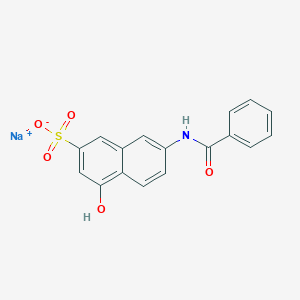 molecular formula C17H12NNaO5S B085337 2-Naphthalenesulfonic acid, 7-(benzoylamino)-4-hydroxy-, monosodium salt CAS No. 10534-92-6