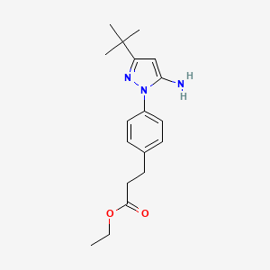 molecular formula C18H25N3O2 B8533781 ethyl 3-[4-(5-amino-3-tert-butylpyrazol-1-yl)phenyl]propanoate 