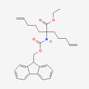 molecular formula C29H35NO4 B8533893 Ethyl 2-((((9H-fluoren-9-yl)methoxy)carbonyl)amino)-2-(pent-4-en-1-yl)hept-6-enoate 