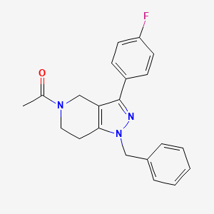 molecular formula C21H20FN3O B8534401 1h-Pyrazolo[4,3-c]pyridine,5-acetyl-3-(4-fluorophenyl)-4,5,6,7-tetrahydro-1-(phenylmethyl)- 