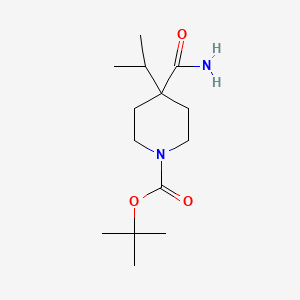 molecular formula C14H26N2O3 B8534472 tert-Butyl 4-carbamoyl-4-isopropylpiperidine-1-carboxylate 