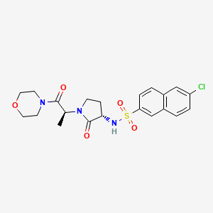 molecular formula C21H24ClN3O5S B8534532 6-Chloro-N-{(3S)-1-[(1S)-1-methyl-2-(4-morpholinyl)-2-oxo ethyl]-2-oxo-3-pyrrolidinyl}-2-naphthalenesulfonamide 