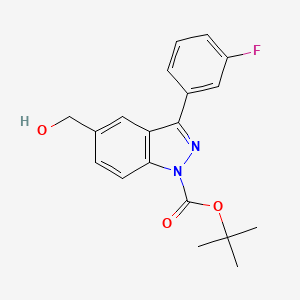 molecular formula C19H19FN2O3 B8534707 1h-Indazole-1-carboxylic acid,3-(3-fluorophenyl)-5-(hydroxymethyl)-,1,1-dimethylethyl ester 