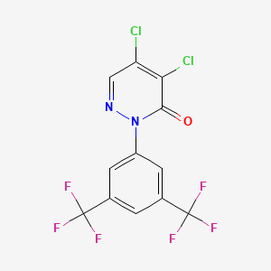 molecular formula C12H4Cl2F6N2O B8535526 2-[3,5-Bis(trifluoromethyl)phenyl]-4,5-dichloropyridazin-3(2H)-one CAS No. 62436-05-9