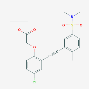 molecular formula C23H26ClNO5S B8535614 Tert-butyl 2-[4-chloro-2-[2-[5-(dimethylsulfamoyl)-2-methylphenyl]ethynyl]phenoxy]acetate 
