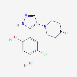 4-Chloro-6-(4-piperazin-1-YL-1H-pyrazol-5-YL)benzene-1,3-diol