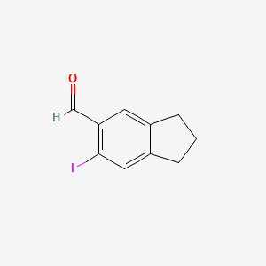 molecular formula C10H9IO B8536036 6-Iodoindane-5-carbaldehyde 