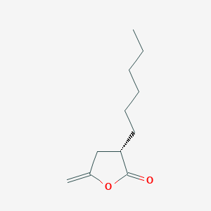 molecular formula C11H18O2 B8536288 (3S)-3-Hexyl-5-methylideneoxolan-2-one CAS No. 824961-13-9