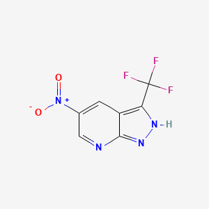 molecular formula C7H3F3N4O2 B8536345 5-nitro-3-(trifluoromethyl)-1H-pyrazolo[3,4-b]pyridine CAS No. 1186608-80-9