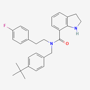 1h-Indole-7-carboxamide,n-[[4-(1,1-dimethylethyl)phenyl]methyl]-n-[2-(4-fluorophenyl)ethyl]-2,3-dihydro-