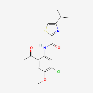 molecular formula C16H17ClN2O3S B8536959 n-(6-Acetyl-3-chloro-4-methoxyphenyl)-4-isopropylthiazole-2-carboxamide CAS No. 1108658-94-1