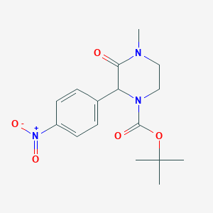 molecular formula C16H21N3O5 B8537010 Tert-butyl 4-methyl-2-(4-nitrophenyl)-3-oxopiperazine-1-carboxylate 