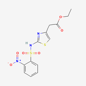 molecular formula C13H13N3O6S2 B8537736 Ethyl (2-{[(2-nitrophenyl)sulfonyl]amino}-1,3-thiazol-4-yl)acetate 