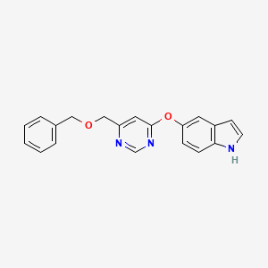 molecular formula C20H17N3O2 B8537772 1H-Indole, 5-[[6-[(phenylmethoxy)methyl]-4-pyrimidinyl]oxy]- 