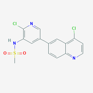 molecular formula C15H11Cl2N3O2S B8537827 n-(2-Chloro-5-(4-chloro-6-quinolinyl)-3-pyridinyl)methanesulfonamide 