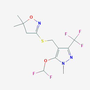 molecular formula C12H14F5N3O2S B8537952 3-(5-difluoromethoxy-1-methyl-3-trifluoromethyl-1H-pyrazole-4-ylmethylthio)-5,5-dimethyl-2-isoxazoline CAS No. 656825-92-2
