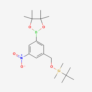 molecular formula C19H32BNO5Si B8537993 tert-butyl-dimethyl-[[3-nitro-5-(4,4,5,5-tetramethyl-1,3,2-dioxaborolan-2-yl)phenyl]methoxy]silane 