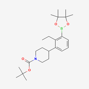 molecular formula C24H38BNO4 B8538191 tert-butyl 4-[2-ethyl-3-(4,4,5,5-tetramethyl-1,3,2-dioxaborolan-2-yl)phenyl]piperidine-1-carboxylate 