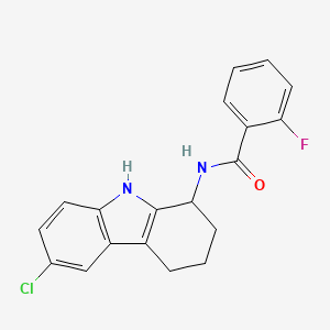molecular formula C19H16ClFN2O B8538216 N-(6-Chloro-2,3,4,9-tetrahydro-1H-carbazol-1-yl)-2-fluorobenzamide CAS No. 827591-06-0