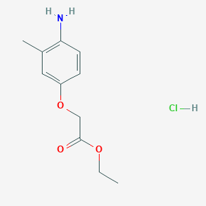 molecular formula C11H16ClNO3 B8538425 Acetic acid,(4-amino-3-methylphenoxy)-,ethyl ester hydrochloride 