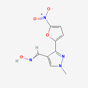 molecular formula C9H8N4O4 B8538528 N-{[1-Methyl-3-(5-nitrofuran-2-yl)-1H-pyrazol-4-yl]methylidene}hydroxylamine CAS No. 61619-83-8