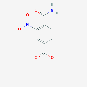 molecular formula C12H14N2O5 B8538814 1,1-Dimethylethyl 4-(aminocarbonyl)-3-nitrobenzoate 