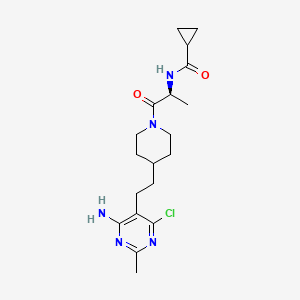 molecular formula C19H28ClN5O2 B8538866 (S)-N-(1-(4-(2-(4-Amino-6-chloro-2-methylpyrimidin-5-YL)ethyl)piperidin-1-YL)-1-oxopropan-2-YL)cyclopropanecarboxamide 