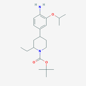 molecular formula C21H34N2O3 B8539080 tert-butyl 4-(4-amino-3-propan-2-yloxyphenyl)-2-ethylpiperidine-1-carboxylate 