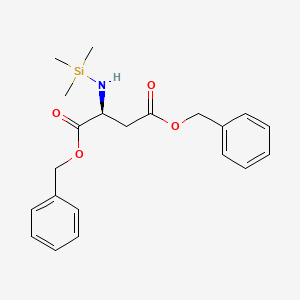 molecular formula C21H27NO4Si B8540179 L-Aspartic acid, N-(trimethylsilyl)-, bis(phenylmethyl) ester CAS No. 72776-06-8