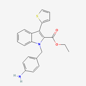 molecular formula C22H20N2O2S B8540415 1h-Indole-2-carboxylic acid,1-[(4-aminophenyl)methyl]-3-(2-thienyl)-,ethyl ester 