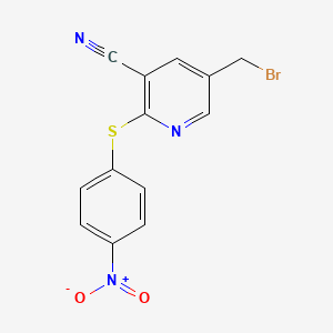 molecular formula C13H8BrN3O2S B8540444 5-(Bromomethyl)-2-[(4-nitrophenyl)sulfanyl]pyridine-3-carbonitrile CAS No. 88553-19-9