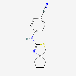 molecular formula C14H15N3S B8540510 2-(4-Cyanophenylimino)-3-thia-1-azaspiro[4.4]nonane 