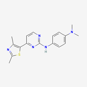 molecular formula C17H19N5S B8540546 N-[4-(2,4-Dimethyl-thiazol-5-YL)-pyrimidin-2-YL]-N',N'-dimethyl-benzene-1,4-diamine 