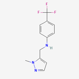 molecular formula C12H12F3N3 B8540575 N-[(1-methyl-1H-pyrazol-5-yl)methyl]-4-(trifluoromethyl)aniline 