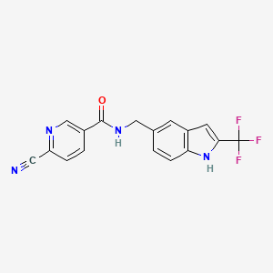 molecular formula C17H11F3N4O B8541405 6-cyano-N-((2-(trifluoromethyl)-1H-indol-5-yl)methyl)nicotinamide 