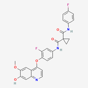 molecular formula C27H21F2N3O5 B8541474 N-[3-Fluoro-4-[(7-hydroxy-6-methoxy-4-quinolinyl)oxy]phenyl]-N'-(4-fluorophenyl)-1,1-cyclopropanedicarboxamide 