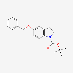molecular formula C20H23NO3 B8542035 5-(Benzyloxy)-1-indolinecarboxylic acid tert-butyl ester 