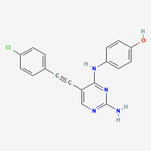 molecular formula C18H13ClN4O B8542286 Phenol, 4-[[2-amino-5-[(4-chlorophenyl)ethynyl]-4-pyrimidinyl]amino]- CAS No. 393856-31-0