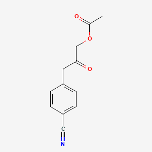 molecular formula C12H11NO3 B8542491 Acetic Acid 3-(4-cyano-phenyl)-2-oxo-propyl Ester 