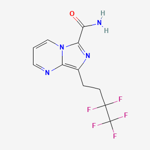 molecular formula C11H9F5N4O B8542522 Imidazo[1,5-a]pyrimidine-6-carboxamide,8-(3,3,4,4,4-pentafluorobutyl)- 