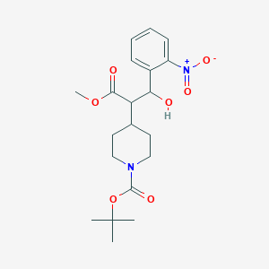 molecular formula C20H28N2O7 B8542693 tert-butyl 4-[1-hydroxy-3-methoxy-1-(2-nitrophenyl)-3-oxopropan-2-yl]piperidine-1-carboxylate 