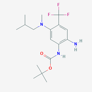 molecular formula C17H26F3N3O2 B8542762 Carbamic acid,n-[2-amino-5-[methyl(2-methylpropyl)amino]-4-(trifluoromethyl)phenyl]-,1,1-dimethylethyl ester 