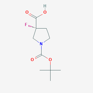 molecular formula C10H16FNO4 B8543057 (3R)-1-(tert-butoxycarbonyl)-3-fluoropyrrolidine-3-carboxylic acid 