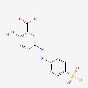 molecular formula C14H11ClN2O5S B8543149 Methyl 3-{2-[4-(chlorosulfonyl)phenyl]hydrazinylidene}-6-oxocyclohexa-1,4-diene-1-carboxylate CAS No. 34486-03-8