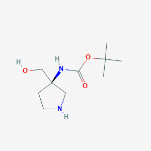 molecular formula C10H20N2O3 B8543299 tert-Butyl N-[(3R)-3-(hydroxymethyl)pyrrolidin-3-yl]carbamate 