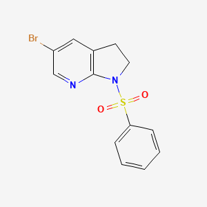 molecular formula C13H11BrN2O2S B8544190 1h-Pyrrolo[2,3-b]pyridine,5-bromo-2,3-dihydro-1-(phenylsulfonyl)- 