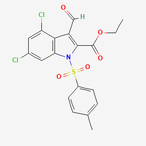 molecular formula C19H15Cl2NO5S B8544377 Ethyl 4,6-dichloro-3-formyl-1-[(4-methylphenyl)sulfonyl]-1H-indole-2-carboxylate 