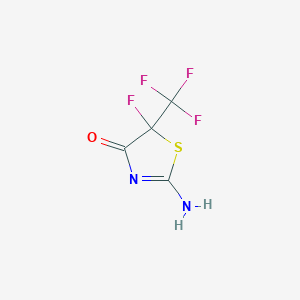 molecular formula C4H2F4N2OS B085445 2-Amino-5-fluoro-5-(trifluoromethyl)-4,5-dihydro-1,3-thiazol-4-one CAS No. 13973-15-4