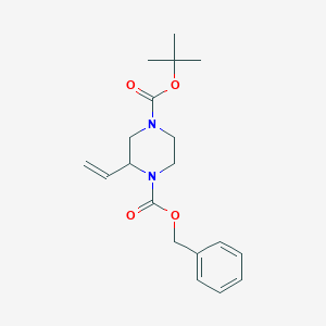 molecular formula C19H26N2O4 B8544947 1-(Benzyloxycarbonyl)-2-vinyl-4-(tert-butyloxycarbonyl)piperazine 